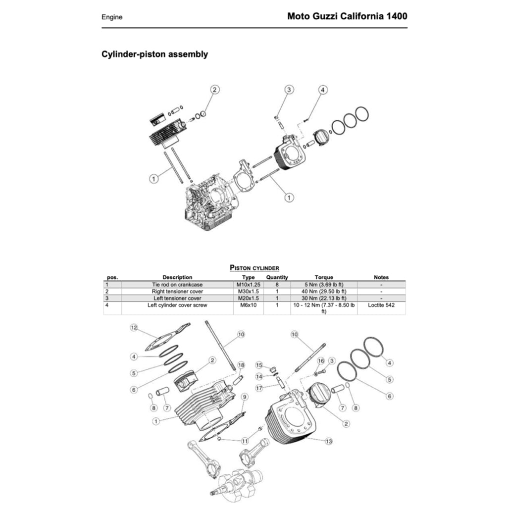 MOTO GUZZI CALIFORNIA 1400 (2013+) SERVICE WORKSHOP MANUAL + PARTS CATALOGUE + OWNER'S MANUAL
