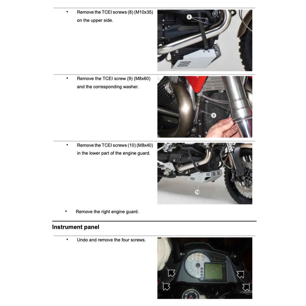 MOTO GUZZI STELVIO 4V/8V/NTX (2008+) SERVICE WORKSHOP MANUAL + PARTS CATALOGUE + OWNER'S MANUAL