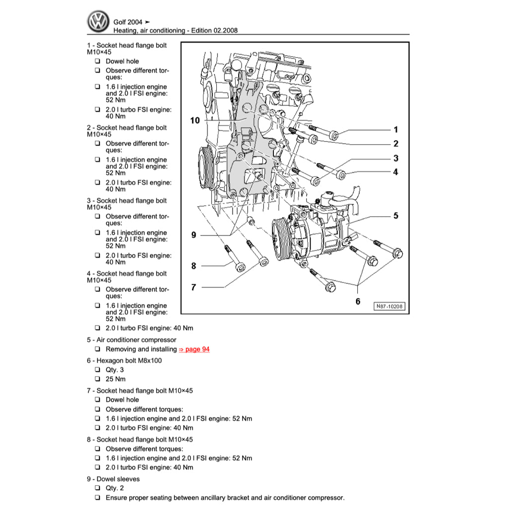 VW JETTA A5 (2005-2010) SERVICE WORKSHOP MANUAL