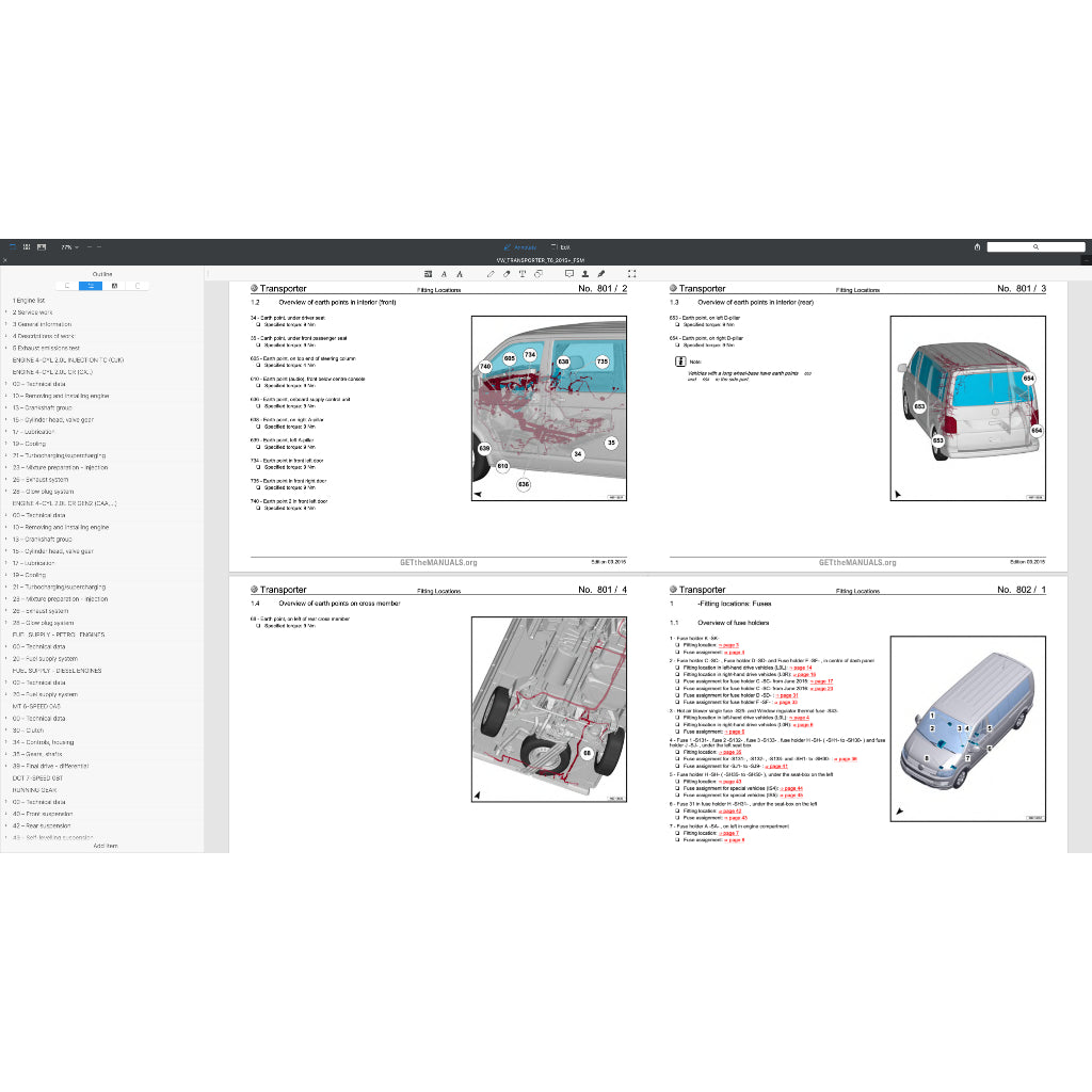 VW TRANSPORTER T6 (2016-2024) SERVICE WORKSHOP MANUAL