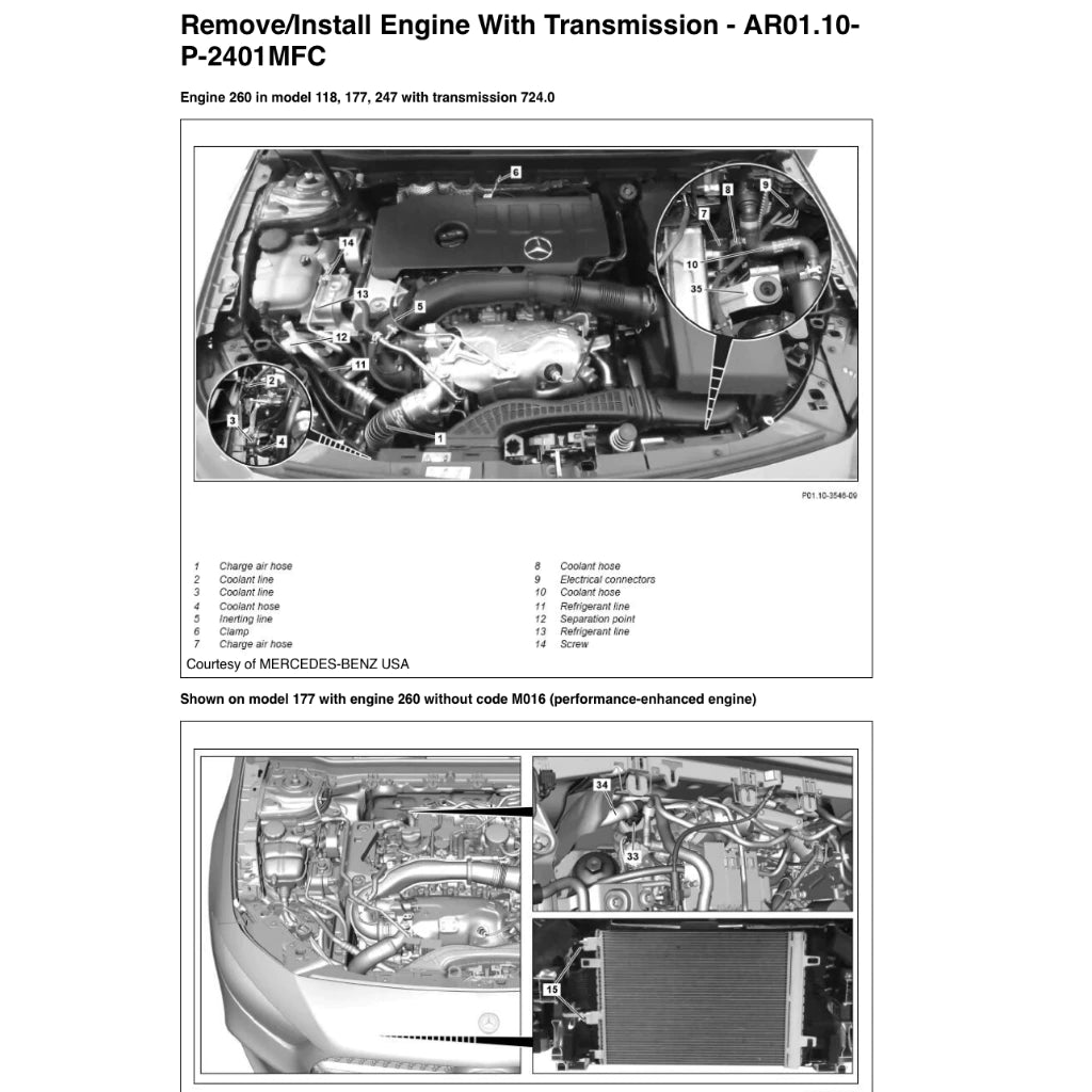 MERCEDES-BENZ A220 / A35 AMG W177 - M260 (2018+) SERVICE WORKSHOP MANUAL