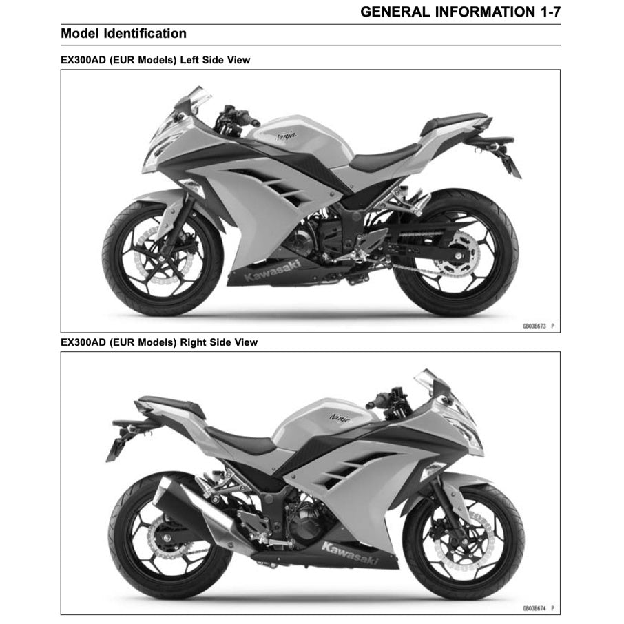 KAWASAKI NINJA 300 (2013-2017) SERVICE WORKSHOP MANUAL + PARTS CATALOGUE + OWNER'S MANUAL