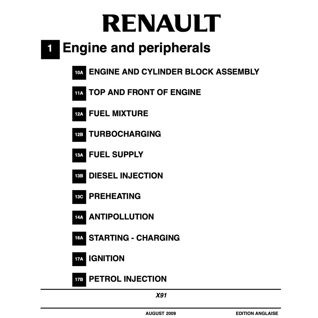RENAULT LAGUNA III X91 (2007-2015) SERVICE WORKSHOP MANUAL