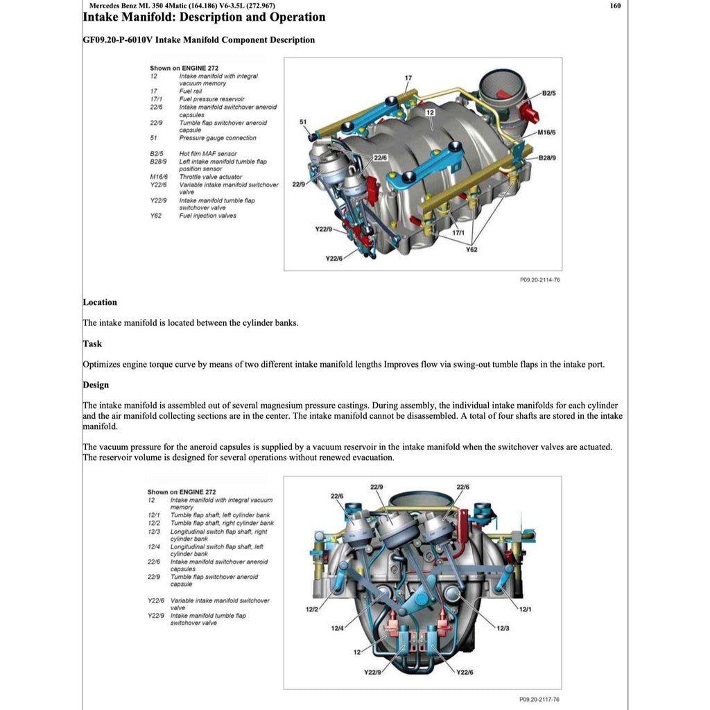MERCEDES BENZ W164 M272 (2005-2011) SERVICE WORKSHOP MANUAL