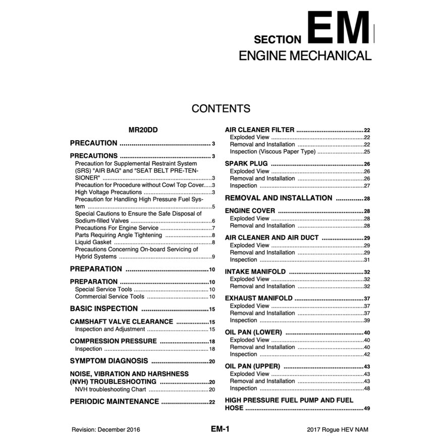 NISSAN X-TRAIL T32 ROGUE HEV (2017-2022) SERVICE WORKSHOP MANUAL