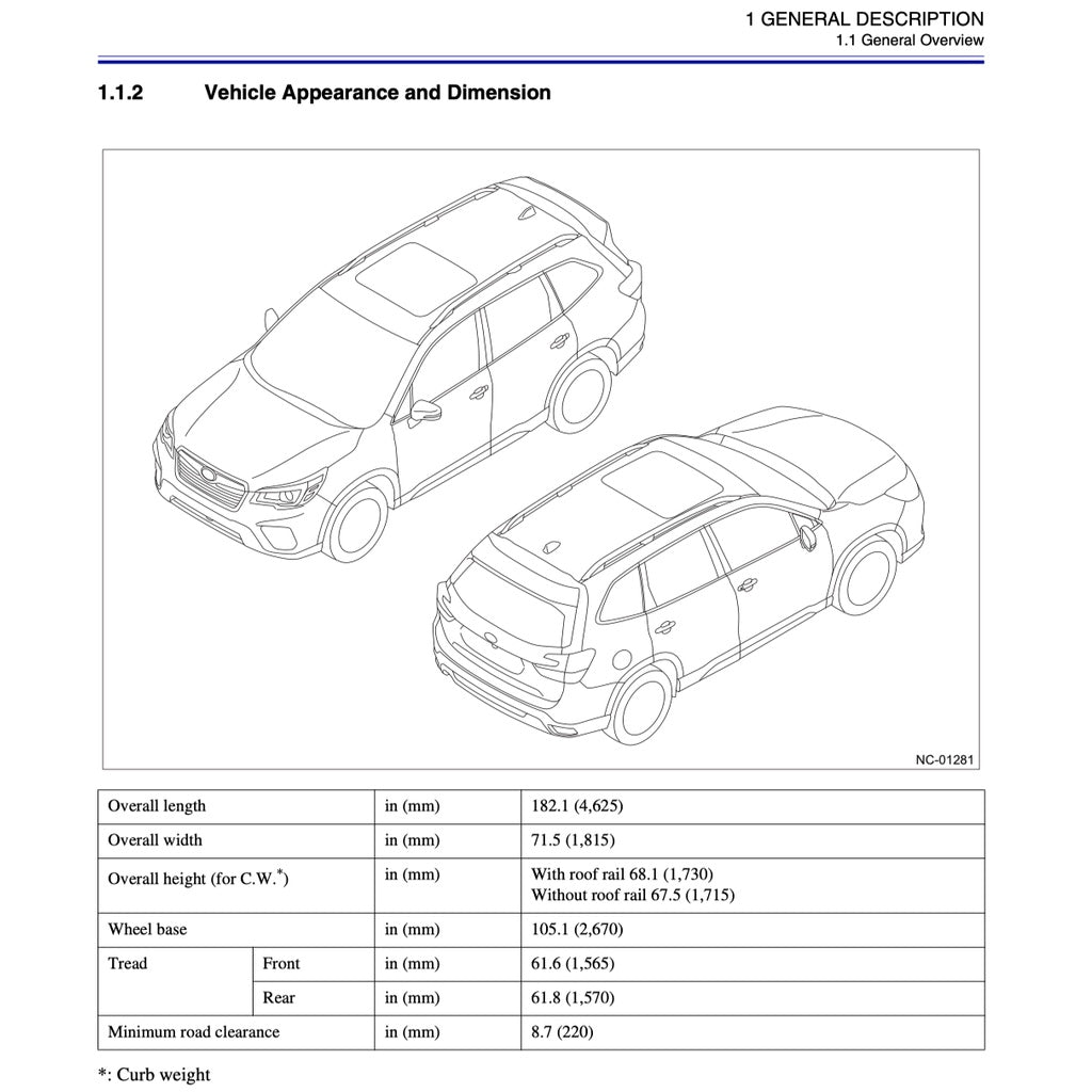 SUBARU  FORESTER SK (2019-2023) SERVICE WORKSHOP MANUAL