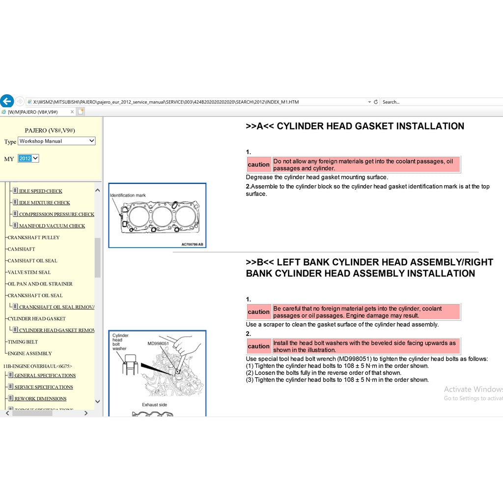 MITSUBISHI PAJERO IV V80/V90 (2006-2021) ONLINE SERVICE WORKSHOP MANUAL