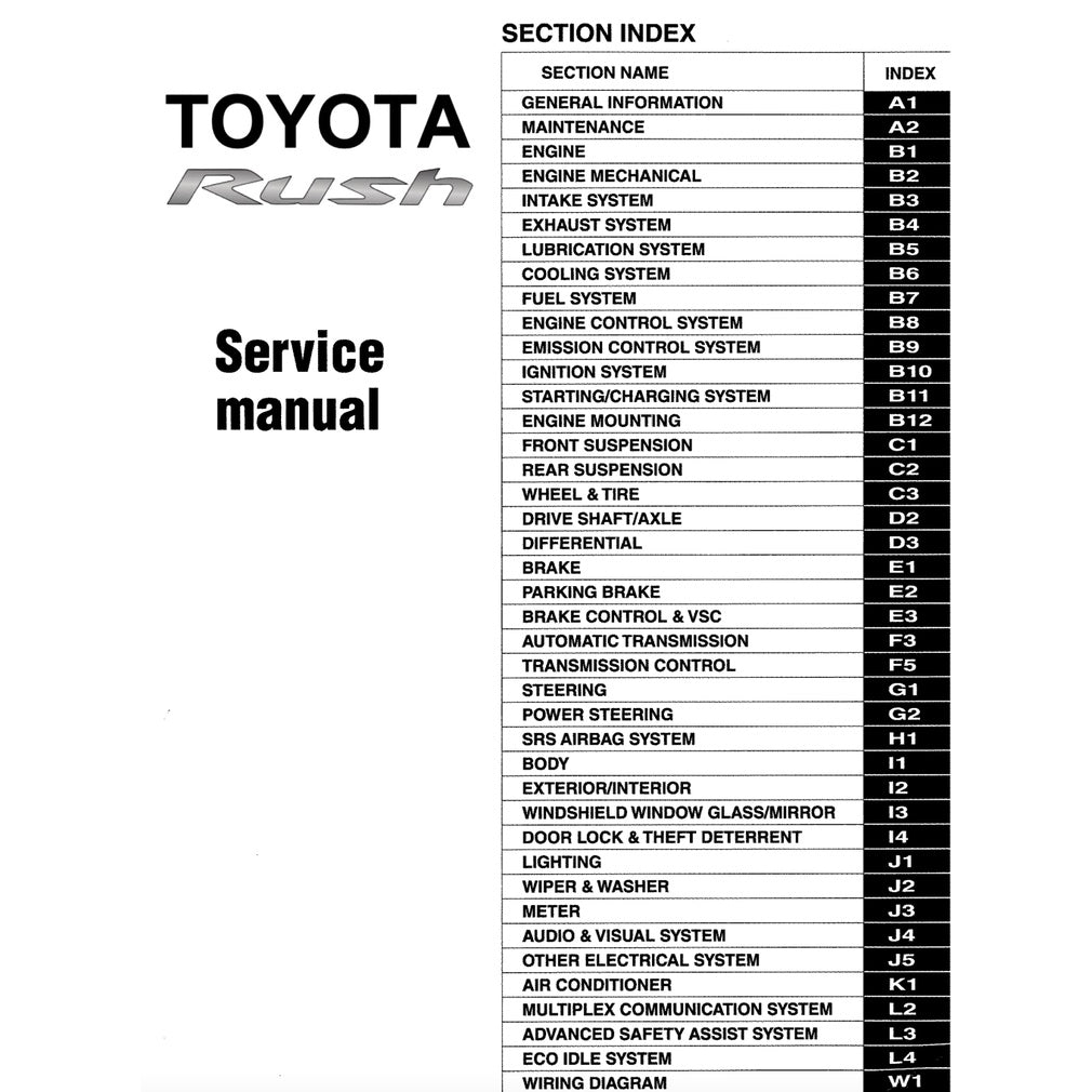TOYOTA RUSH F800 (2017-2023) SERVICE WORKSHOP MANUAL