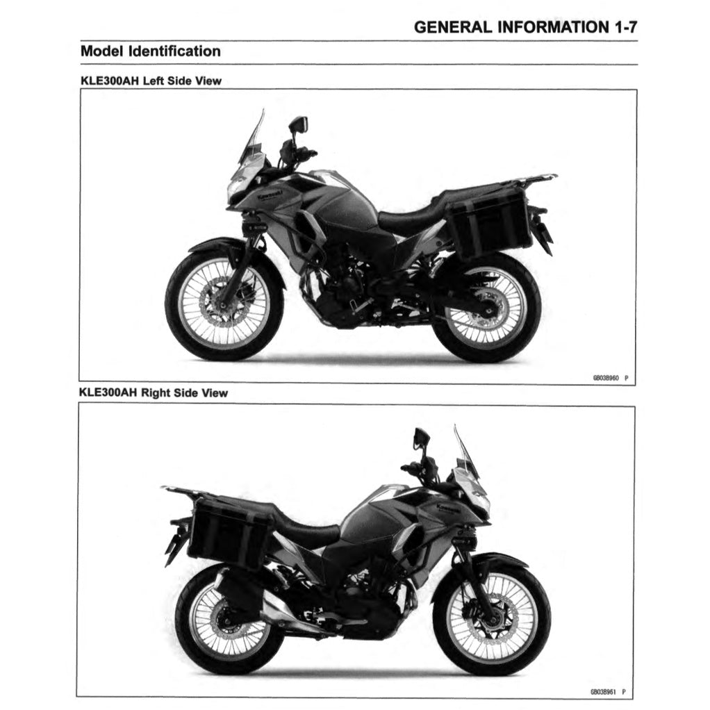 KAWASAKI VERSYS X300 KLE300 ABS (2017-2023) SERVICE WORKSHOP MANUAL + PARTS CATALOGUE + OWNER'S MANUAL