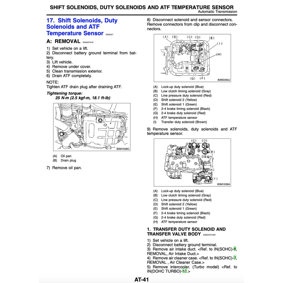 SUBARU FORESTER SF (1997-2002) SERVICE WORKSHOP MANUAL