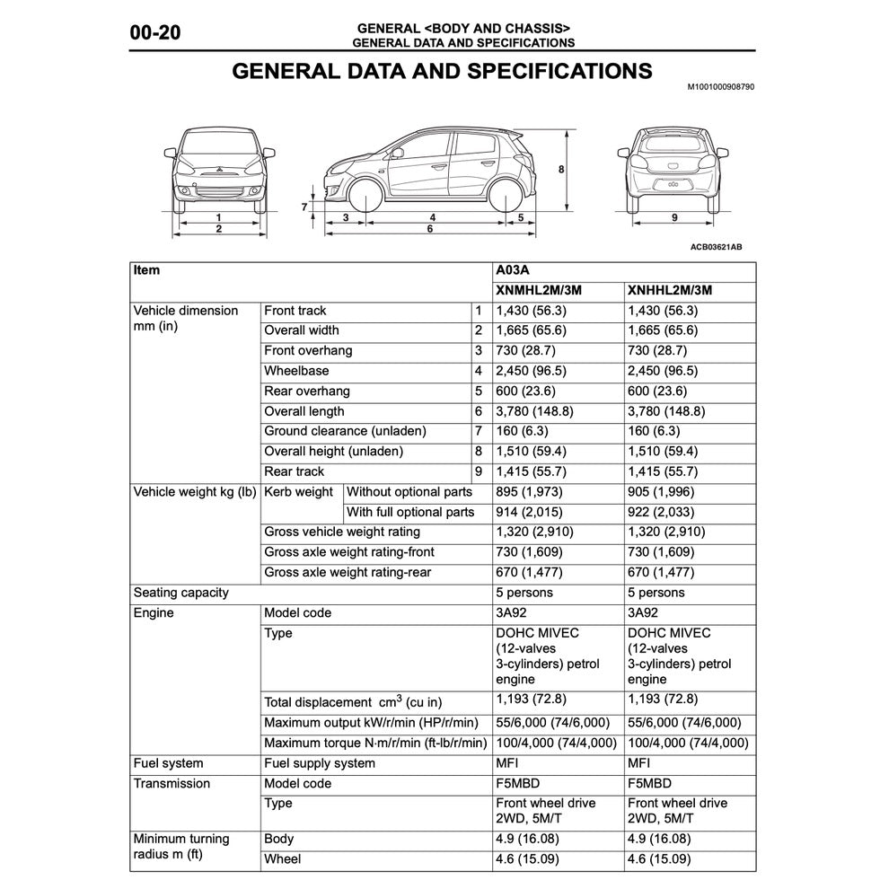 MITSUBISHI MIRAGE / ATTRAGE (2012-2021) SERVICE WORKSHOP MANUAL
