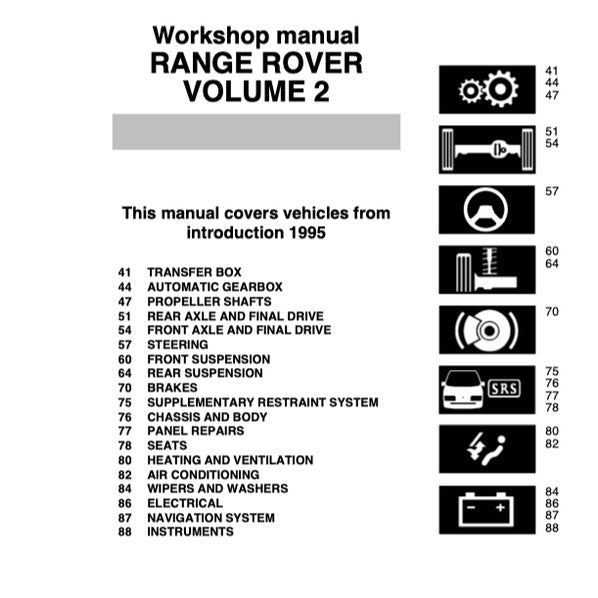 RANGE ROVER LP P38/A (1994-2002) SERVICE WORKSHOP MANUAL + ELECTRICAL TROUBLESHOOTING MANUAL