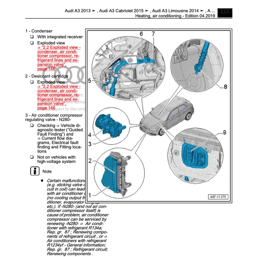 AUDI A3 8V (2013-2020) SERVICE WORKSHOP MANUAL