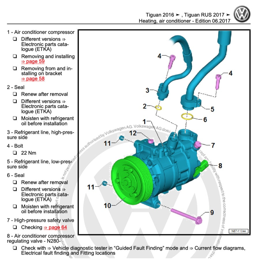VW TIGUAN II AD/BW (2016-2024) SERVICE WORKSHOP MANUAL