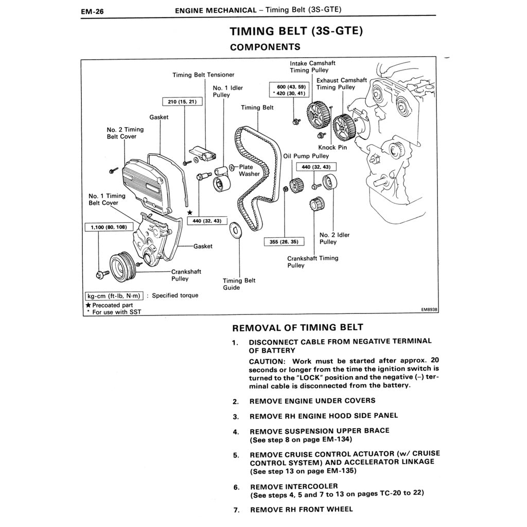 TOYOTA MR-2 SW20  (1989-1999) SERVICE WORKSHOP MANUAL