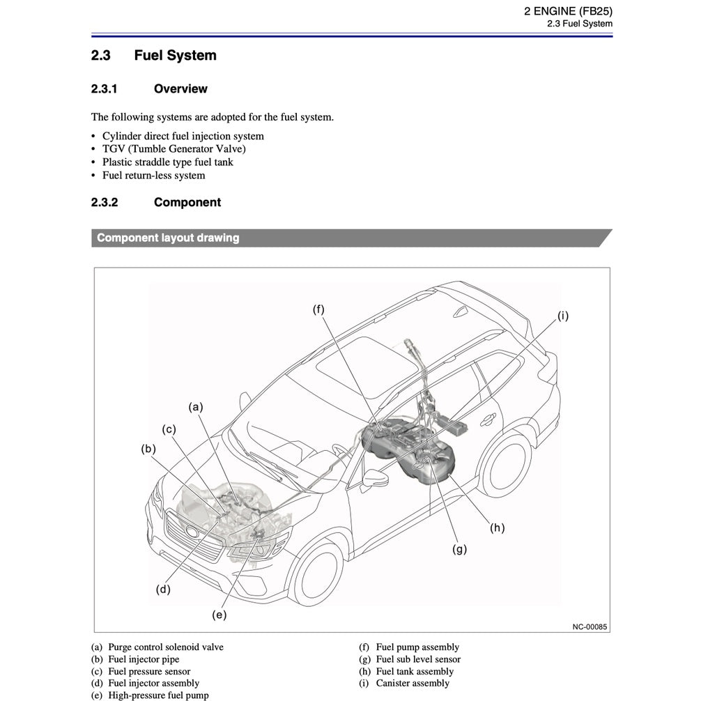 SUBARU  FORESTER SK (2019-2023) SERVICE WORKSHOP MANUAL