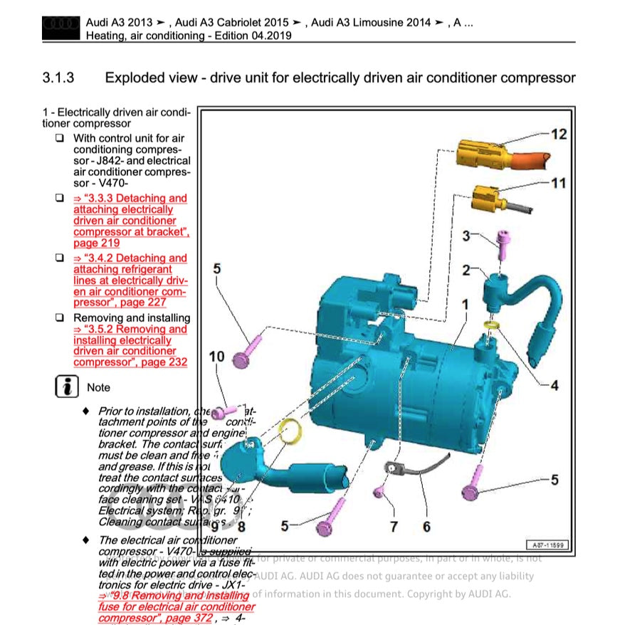 AUDI A3 8V (2013-2020) SERVICE WORKSHOP MANUAL