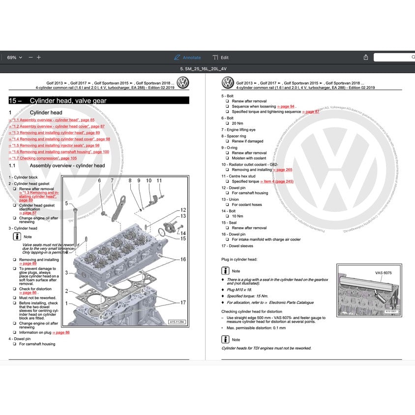 VW TOURAN II 5T (2016-2020) SERVICE WORKSHOP MANUAL