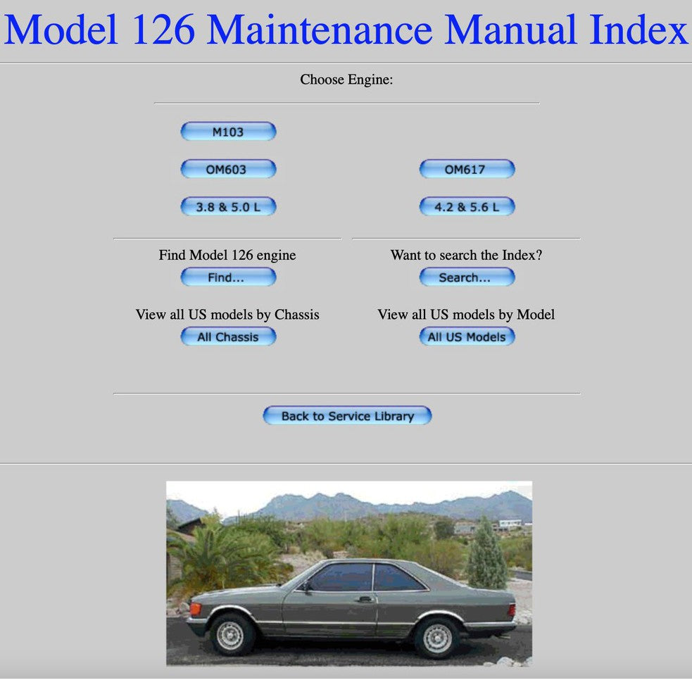 MERCEDES-BENZ W126 (1979-1991) SERVICE WORKSHOP MANUAL LIBRARY