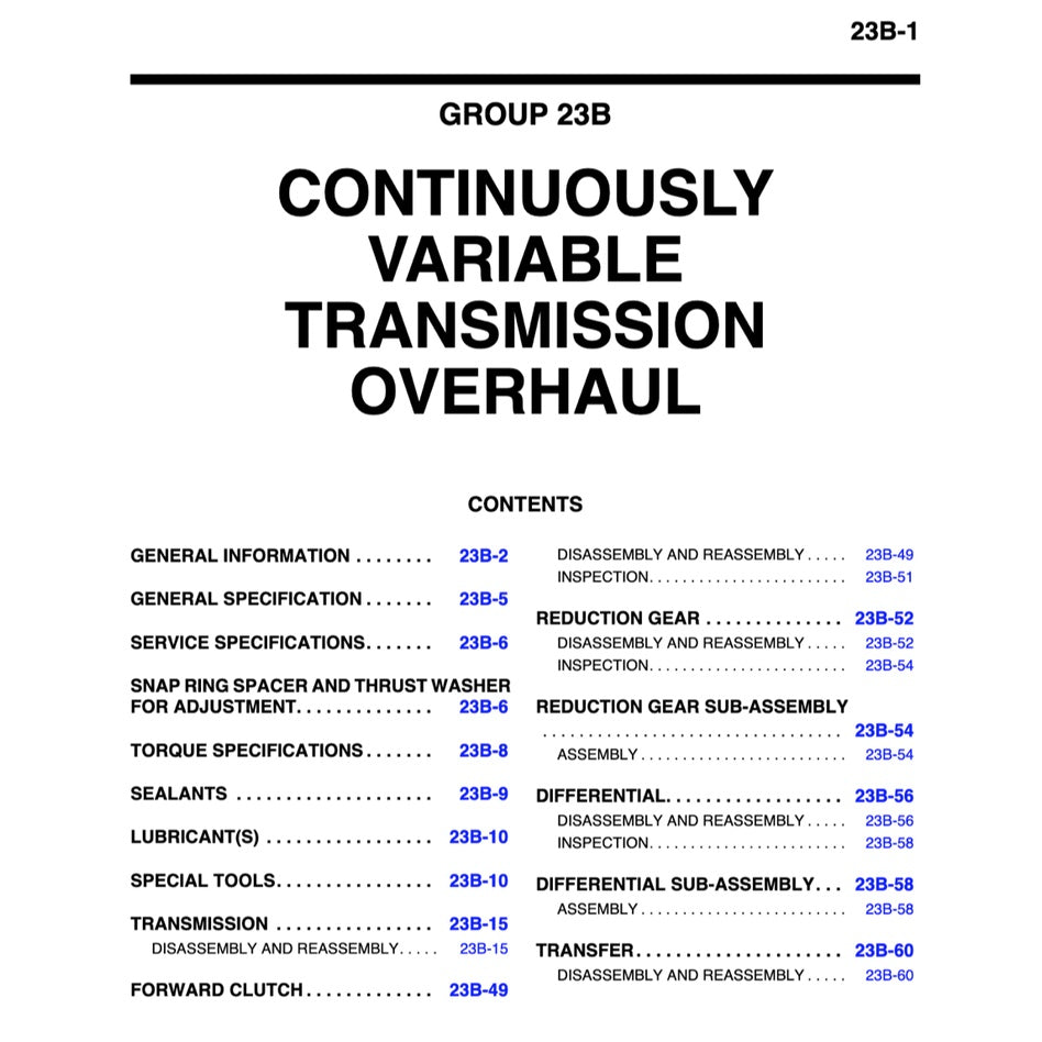MITSUBISHI OUTLANDER III GF (2013-2018) SERVICE WORKSHOP MANUAL