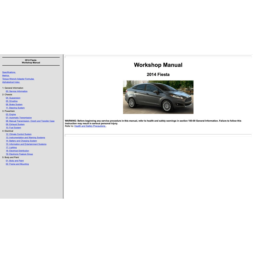 FORD FIESTA MK6 (2009-2017) SERVICE WORKSHOP MANUAL - 1.0L ECOBOOST / 1.6 ECOBOOST / 1.6L DURATEC TI-VCT  - SIGMA