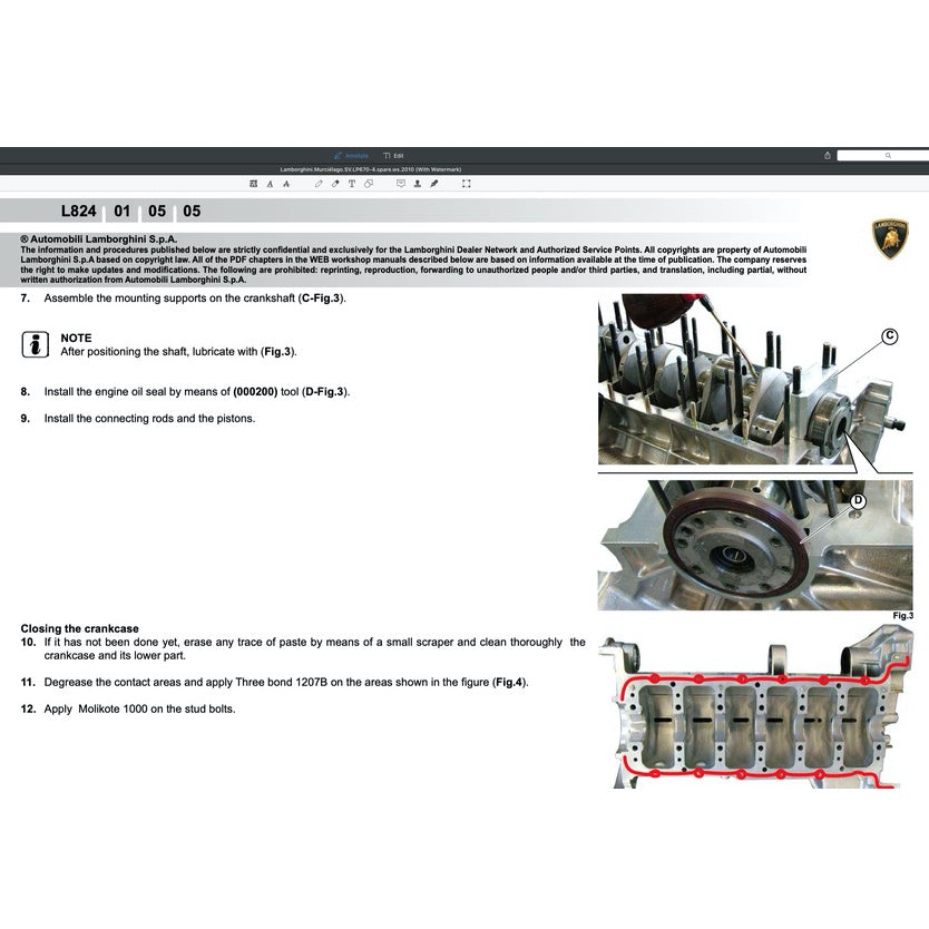LAMBORGHINI MURCIELAGO LP670 (2009-2010) FACTORY SERVICE MANUAL