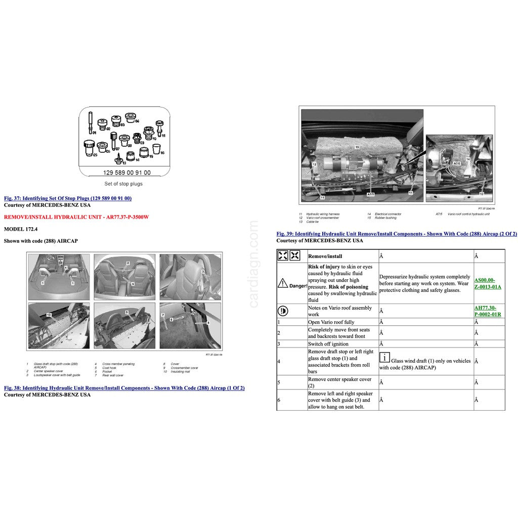 MERCEDES-BENZ SLK R172 (2011-2020) VARIO ROOF SERVICE REPAIR MANUAL
