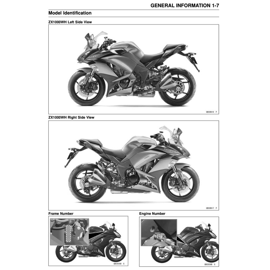 KAWASAKI NINJA Z1000 SX (2017-2019) SERVICE WORKSHOP MANUAL + PARTS CATALOGUE + OWNER'S MANUAL