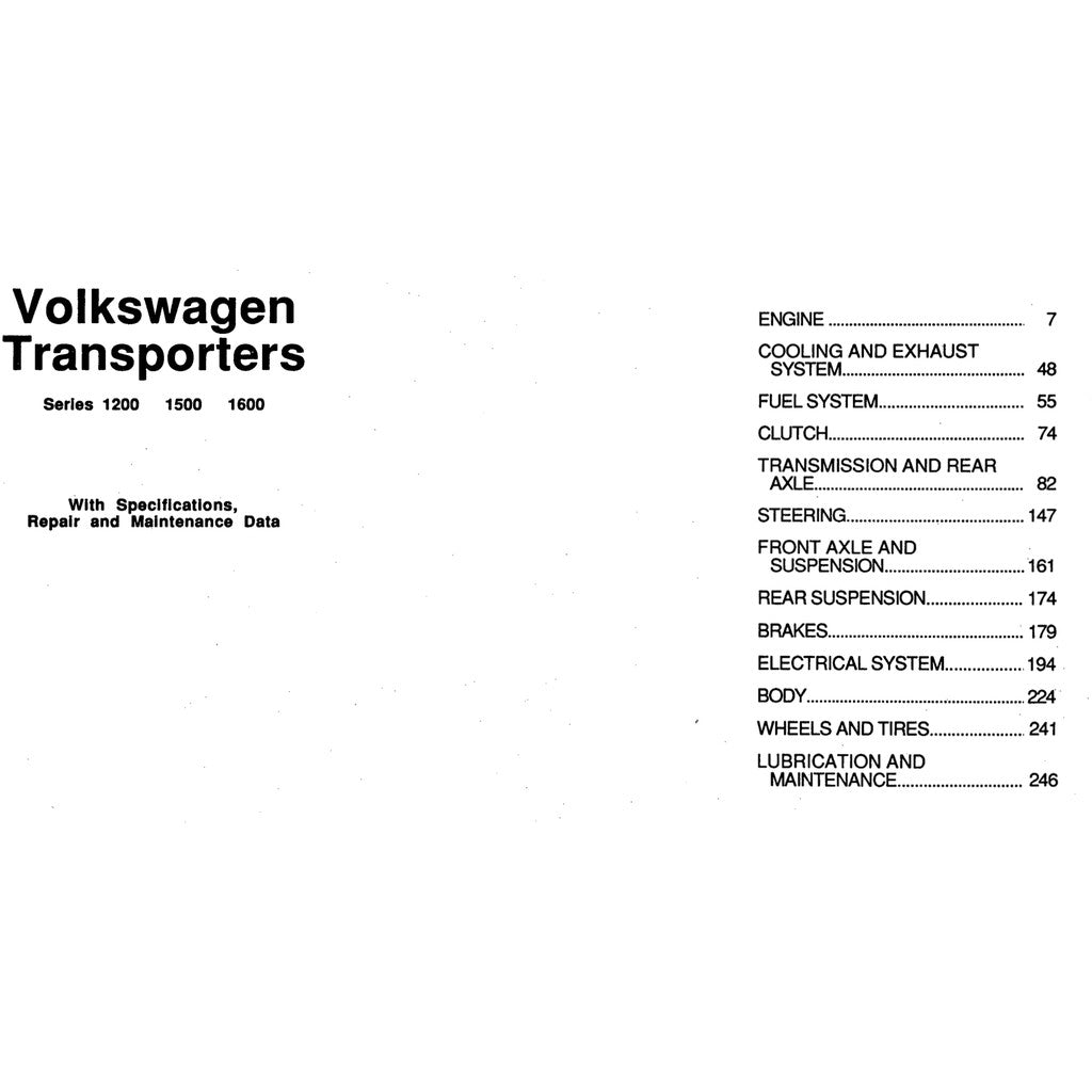 [CLASSIC] VW TRANSPORTER T2 (T1) 1200-1600 SERIES (1950-1967) SERVICE WORKSHOP MANUAL
