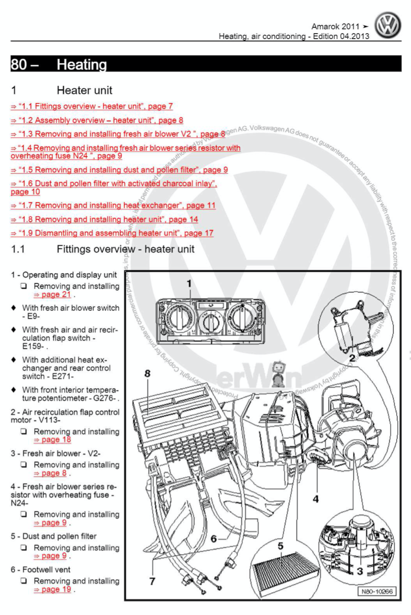 VW AMAROK 2H (2010-2016) SERVICE WORKSHOP MANUAL