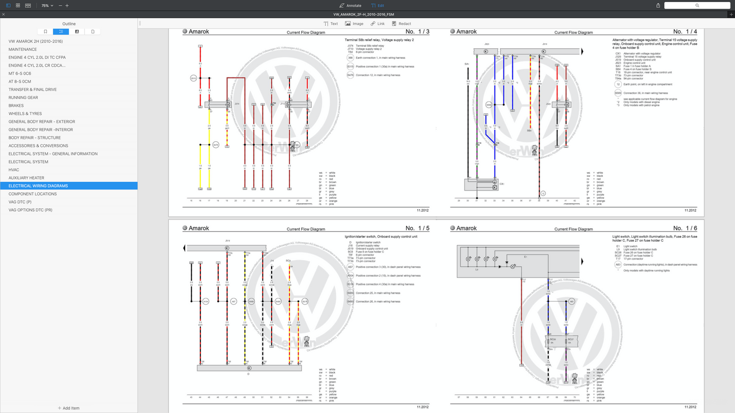 VW AMAROK 2H (2010-2016) SERVICE WORKSHOP MANUAL