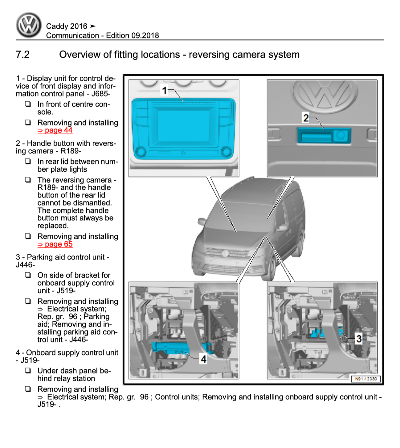VW CADDY 4 SA (2015-2020) SERVICE WORKSHOP MANUAL