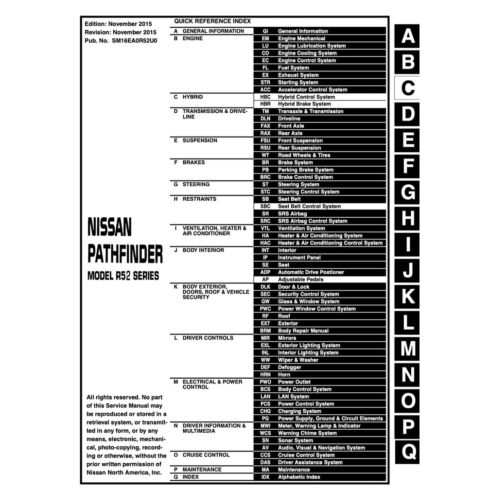 NISSAN TERRANO R52 (2013-2016) SERVICE WORKSHOP MANUAL