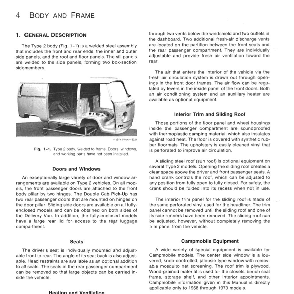 [CLASSIC] VW STATION WAGON BUS "T2" (1968-1979) FACTORY SERVICE REPAIR WORKSHOP MANUAL