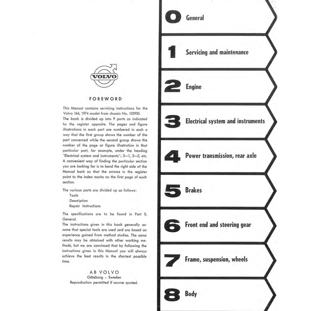 [CLASSIC] VOLVO 164 (1968-1975) SERVICE WORKSHOP MANUAL
