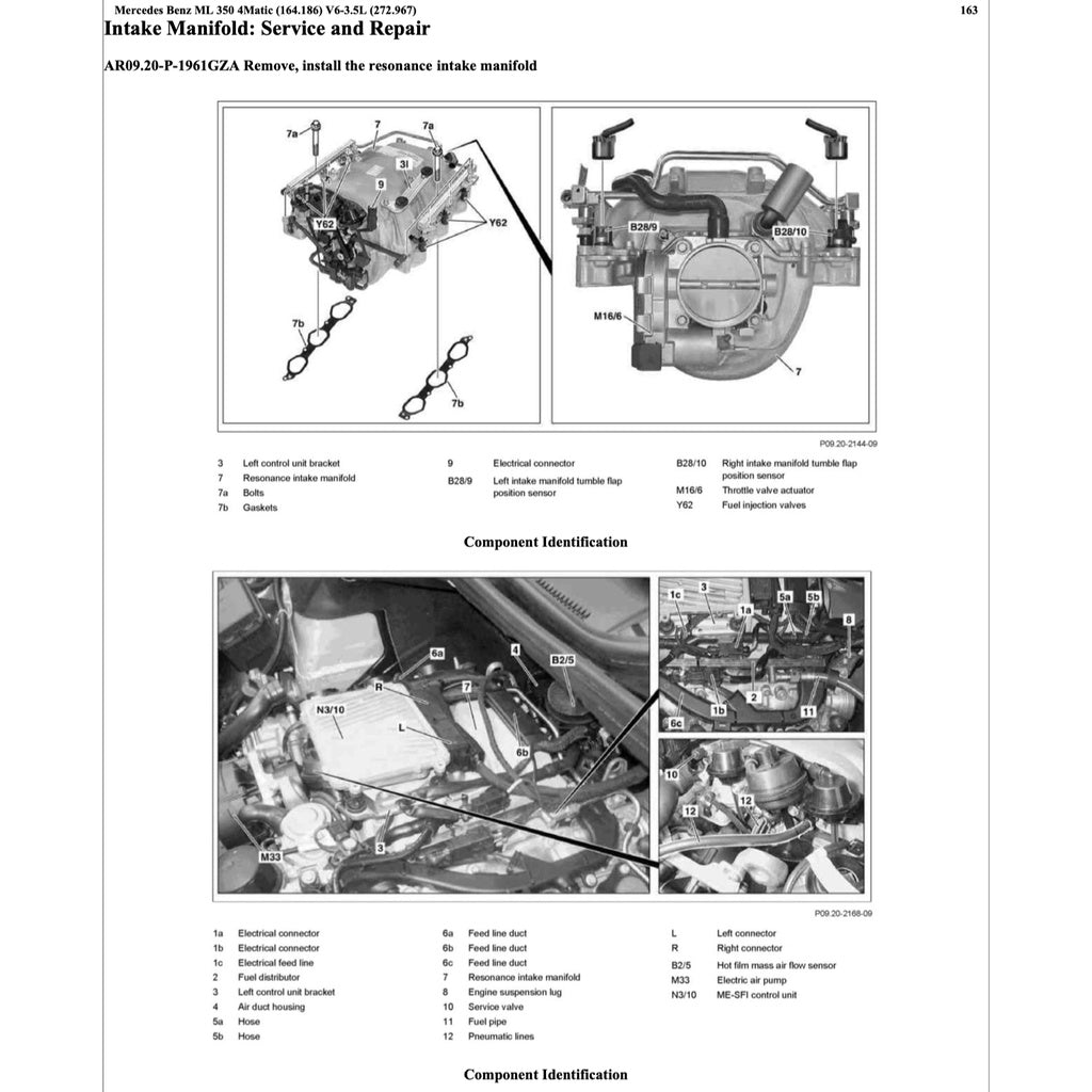 MERCEDES BENZ W164 M272 (2005-2011) SERVICE WORKSHOP MANUAL
