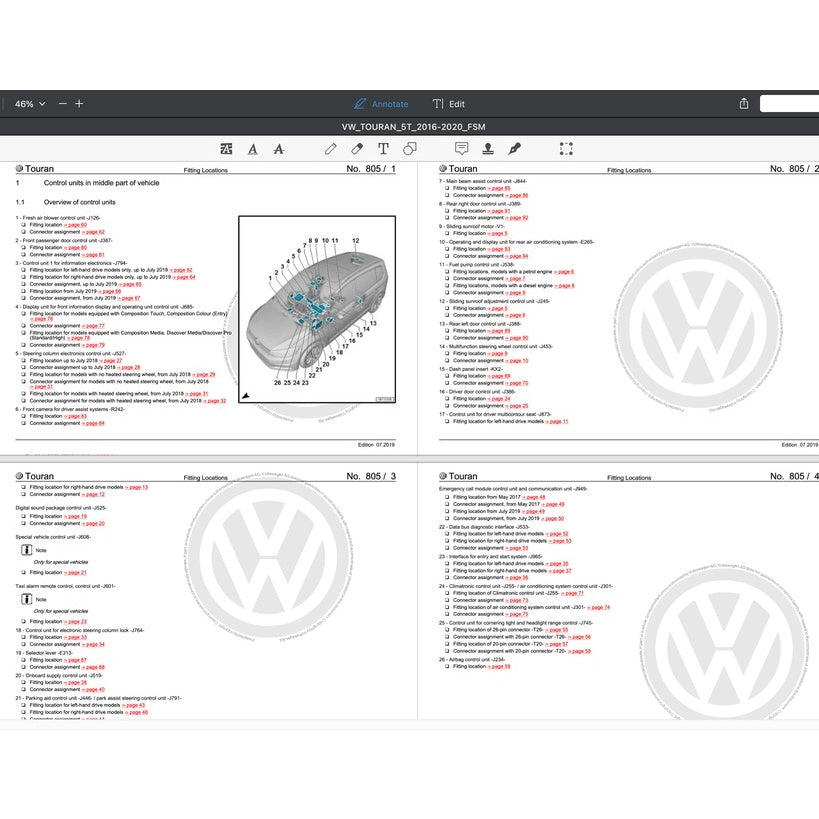 VW TOURAN II 5T (2016-2020) SERVICE WORKSHOP MANUAL