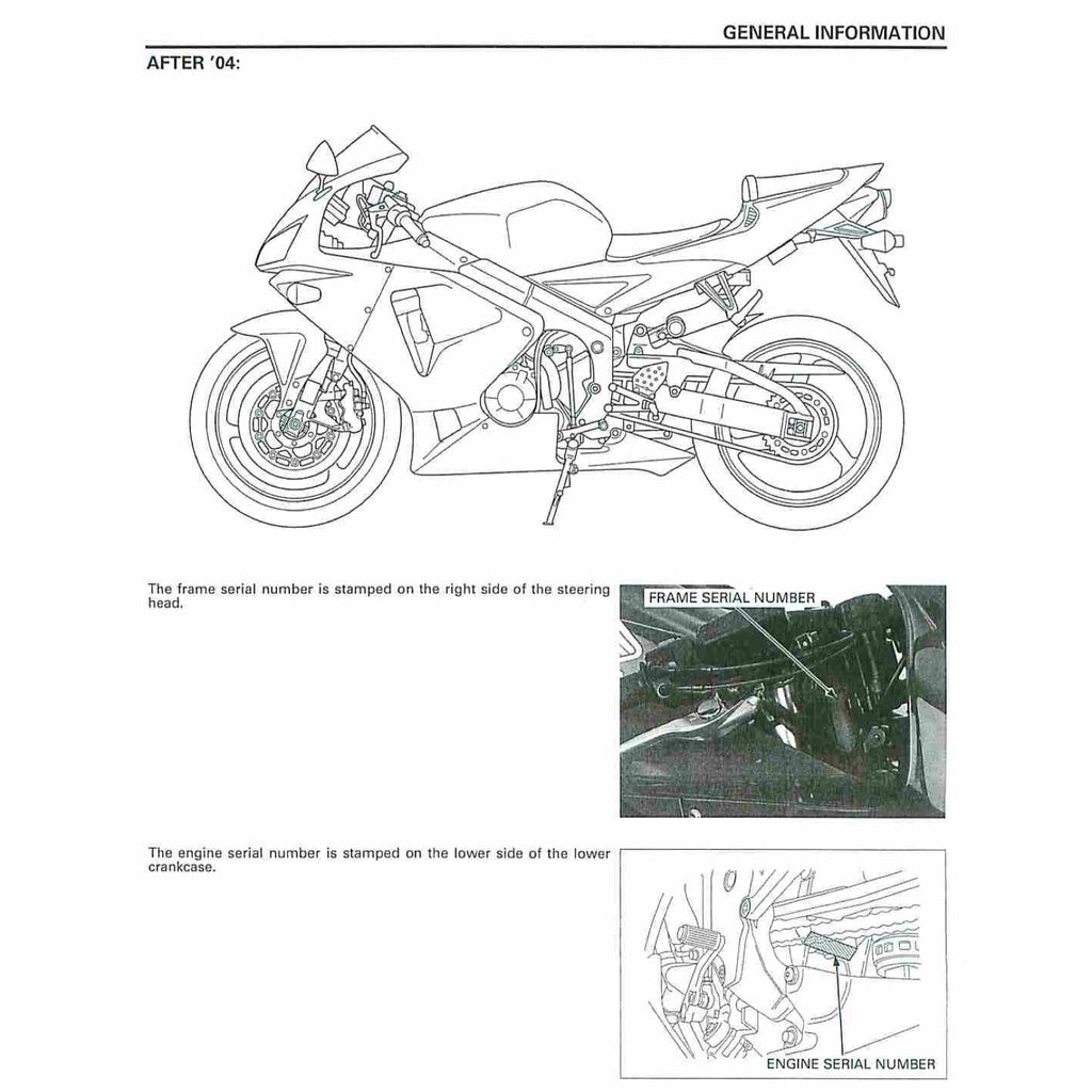 HONDA CBR600 RR (2003-2006) SERVICE WORKSHOP MANUAL + PARTS CATALOGUE + OWNER'S MANUAL - CBR 600 RR
