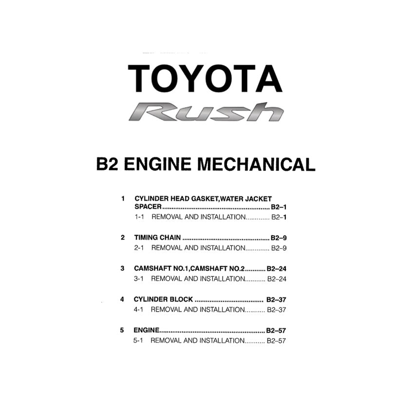 TOYOTA RUSH F800 (2017-2023) SERVICE WORKSHOP MANUAL