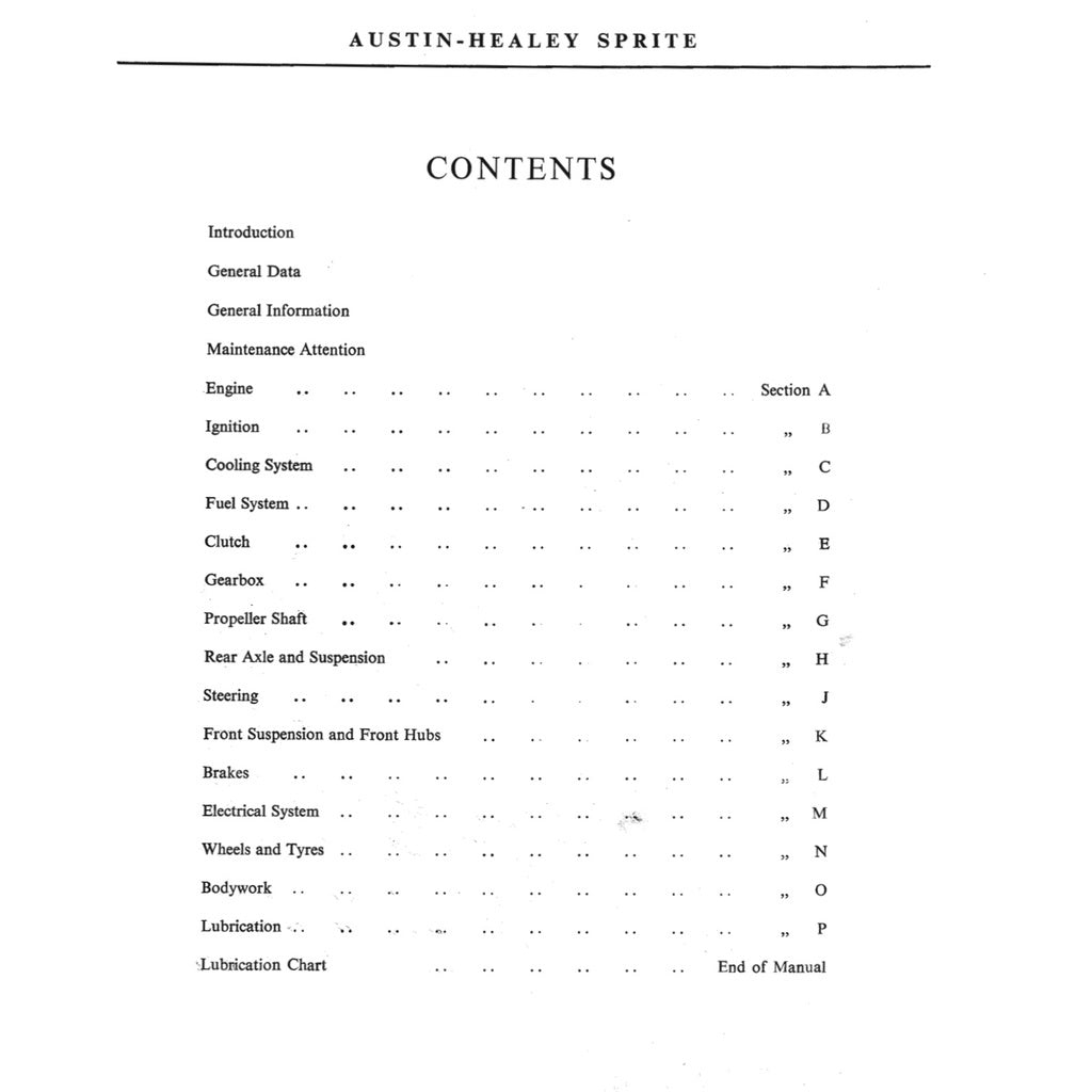 [CLASSIC] AUSTIN-HEALEY SPRITE MK1 (1958-1961) SERVICE WORKSHOP MANUAL