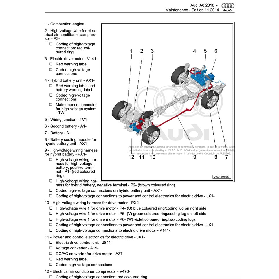 AUDI A8 S8/D4/H4 (2010-2017) SERVICE WORKSHOP MANUAL