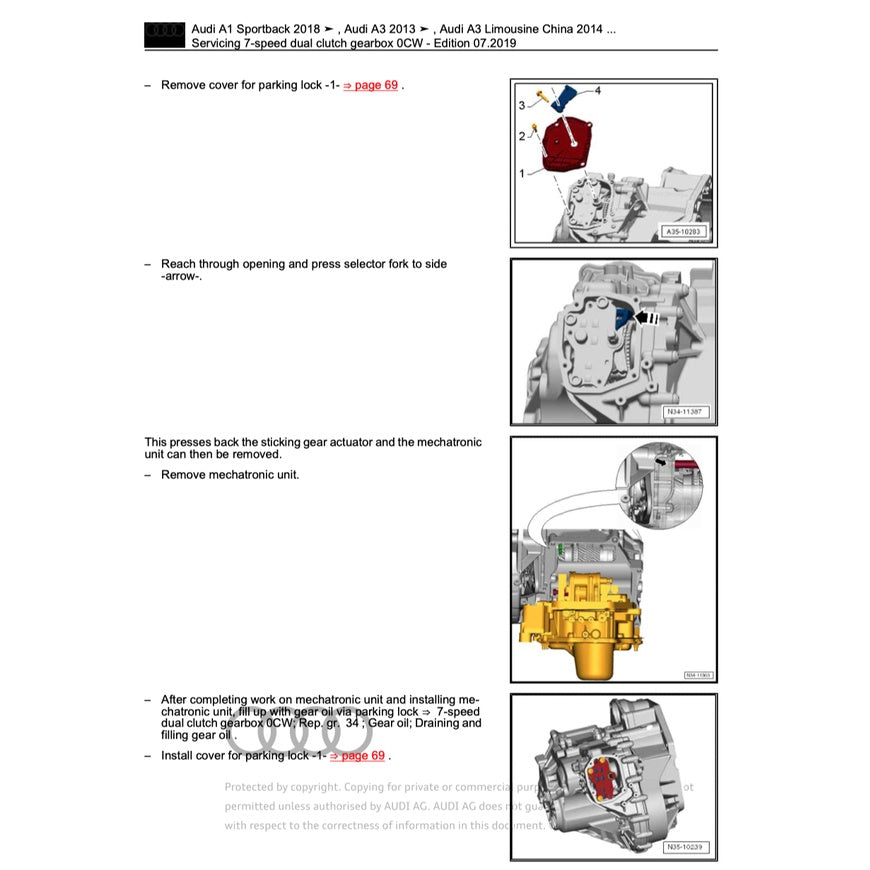 AUDI A3 8V (2013-2020) SERVICE WORKSHOP MANUAL