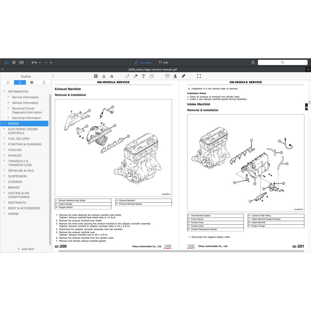 CHERY TIGGO 3 (2005-2010) SERVICE WORKSHOP MANUAL
