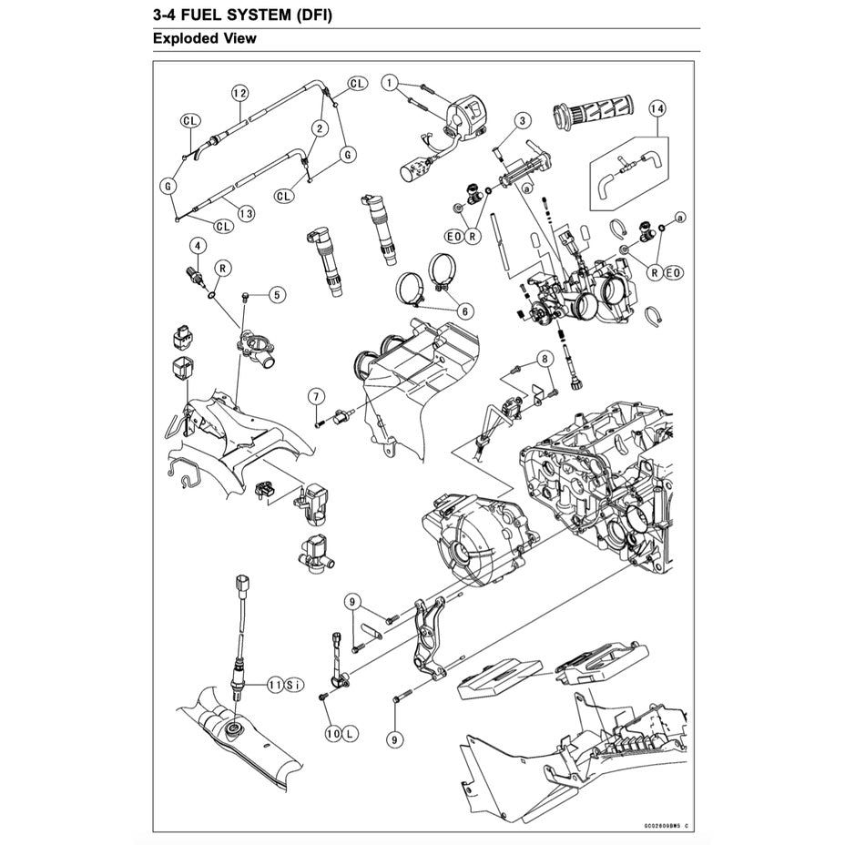 KAWASAKI NINJA 300 (2013-2017) SERVICE WORKSHOP MANUAL + PARTS CATALOGUE + OWNER'S MANUAL
