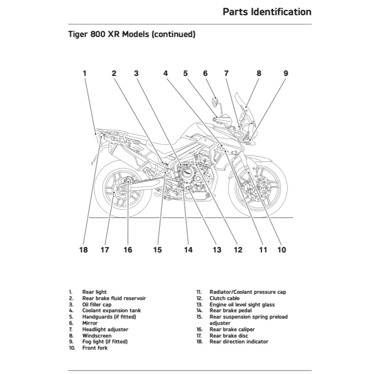 TRIUMPH TIGER EXPLORER 800 XR/XRX/XRT (2017-2021) SERVICE WORKSHOP MANUAL + OWNER'S MANUAL