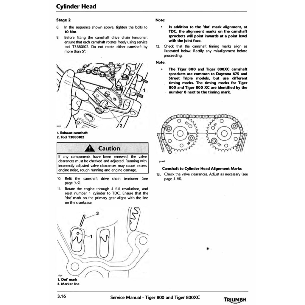TRIUMPH TIGER 800 XC (2011-2014) SERVICE WORKSHOP MANUAL + OWNER'S MANUAL