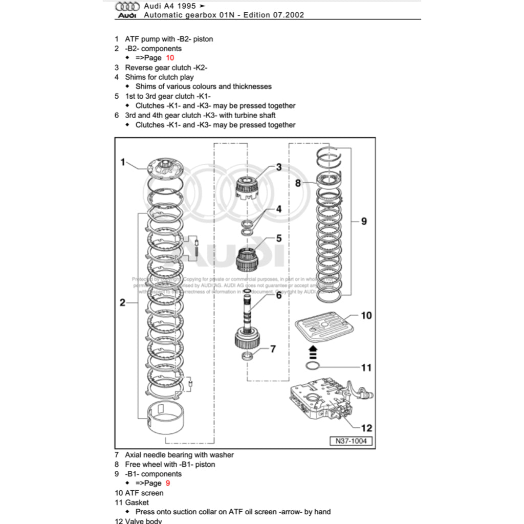 Audi A4 (B5) 1995-2001 SERVICE REPAIR WORKSHOP MANUAL