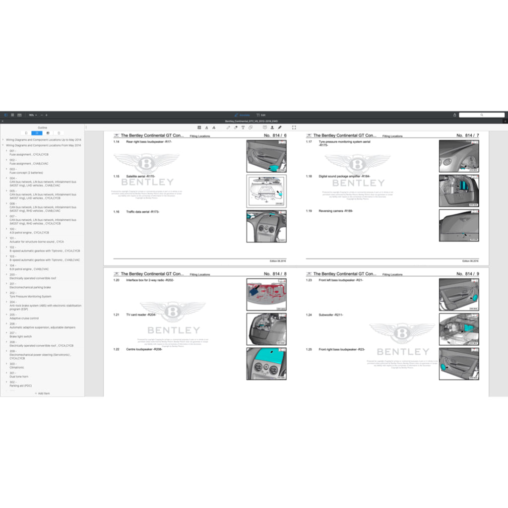 BENTLEY CONTINENTAL GTC/SPEED W12 (2007-2013) ELECTRICAL WIRING DIAGRAMS