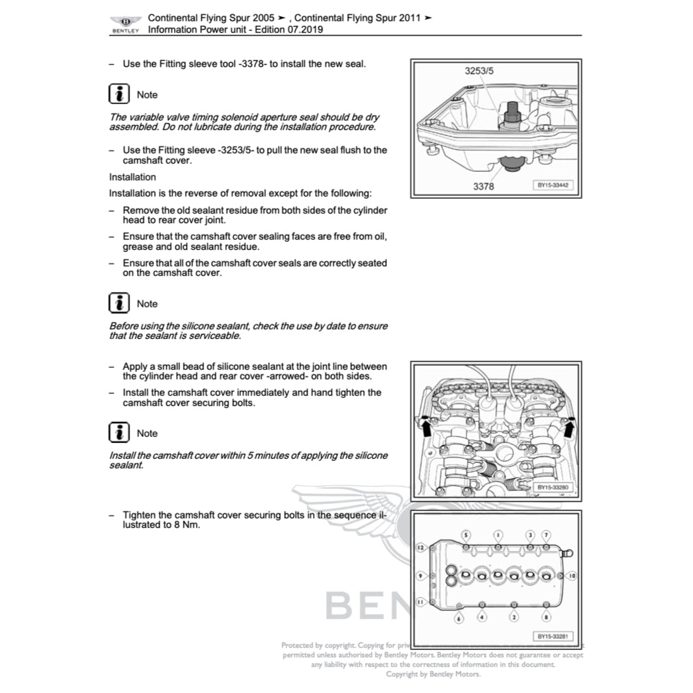 BENTLEY CONTINENTAL FLYING SPUR W12 (2005-2013) SERVICE WORKSHOP MANUAL