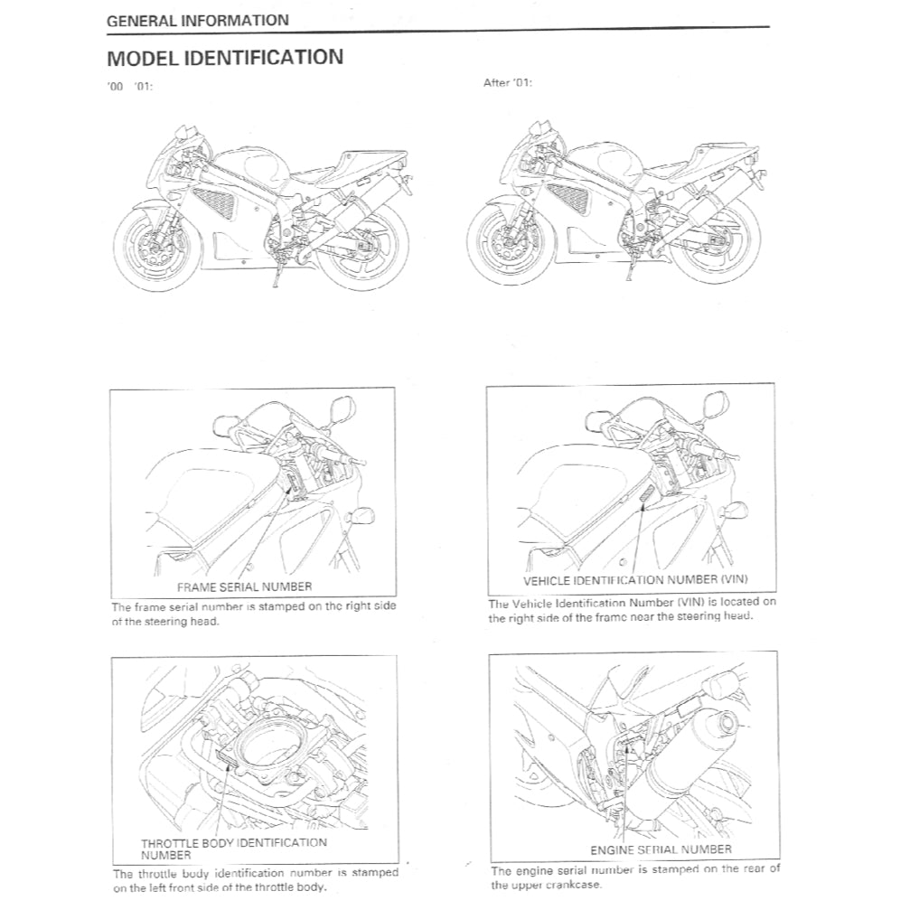 HONDA RVT1000R SP1 SP2 RC51 (2000-2006) SERVICE WORKSHOP MANUAL + PARTS CATALOGUE + OWNER'S MANUAL